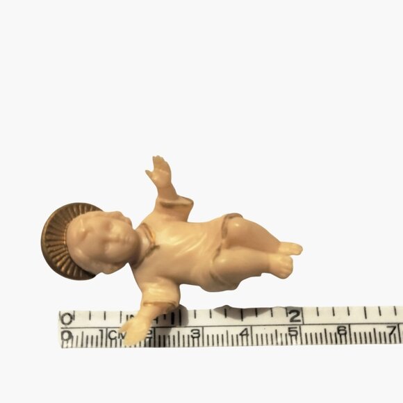 Vintage Baby Jesus Figurine Gold Tone Halo Manger Nativity Replacement - Picture 5 of 6